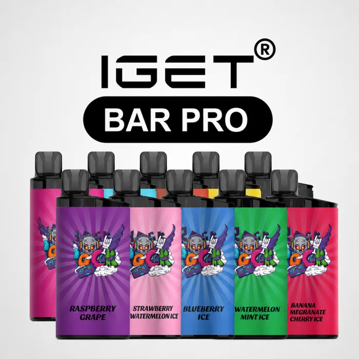 Shop IGET BAR PRO 10000 featuring Blueberry Raspberry, Grape Ice, Mango Ice, Strawberry Kiwi, and Watermelon Ice. Explore popular flavour options online.